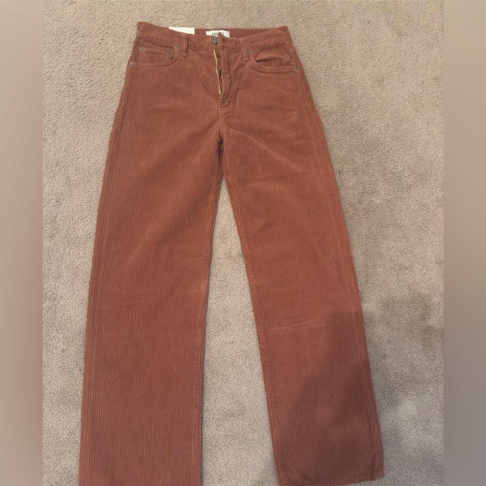 AGOLDE Harper Straight Leg Corduroy Jeans in Saddle